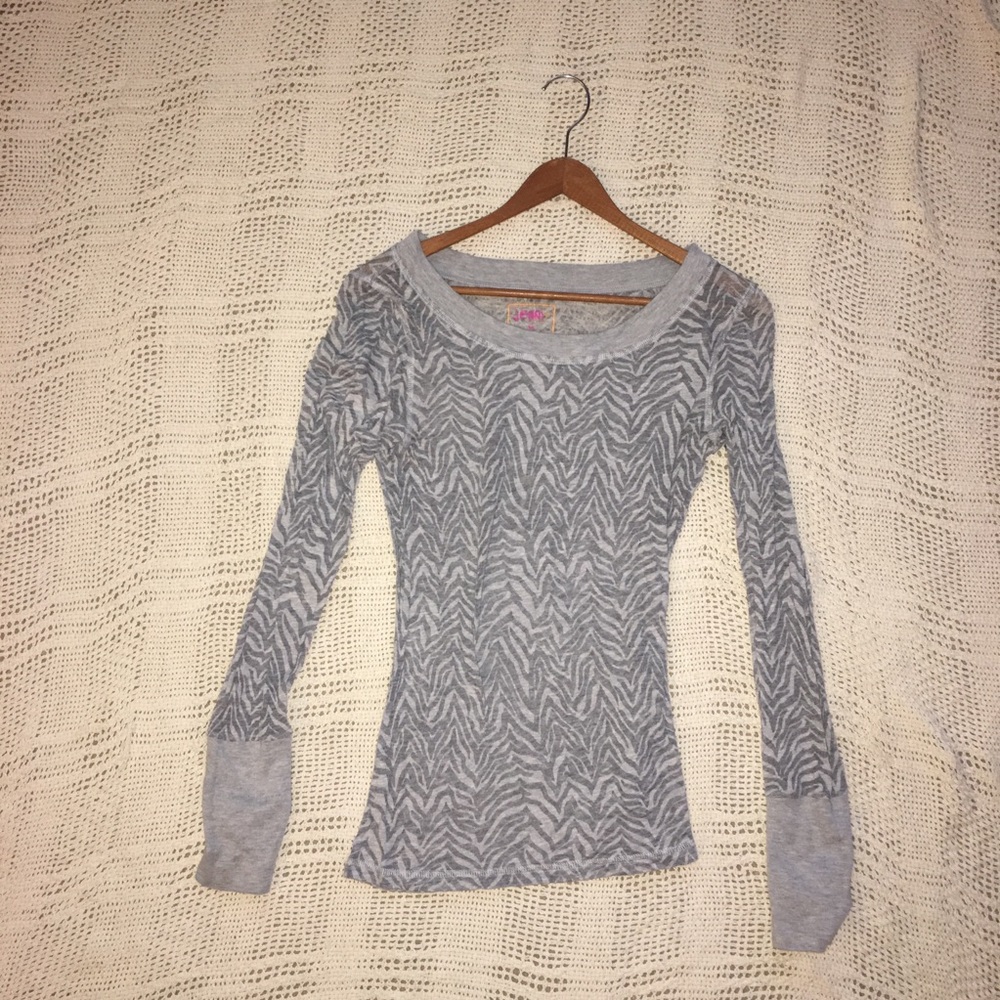 Zebra Long Sleeve See Through Shirt